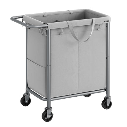 SONGMICS Laundry Basket with Wheels, 2-Section Rolling Laundry Hamper, 37 Gallons (140 L)