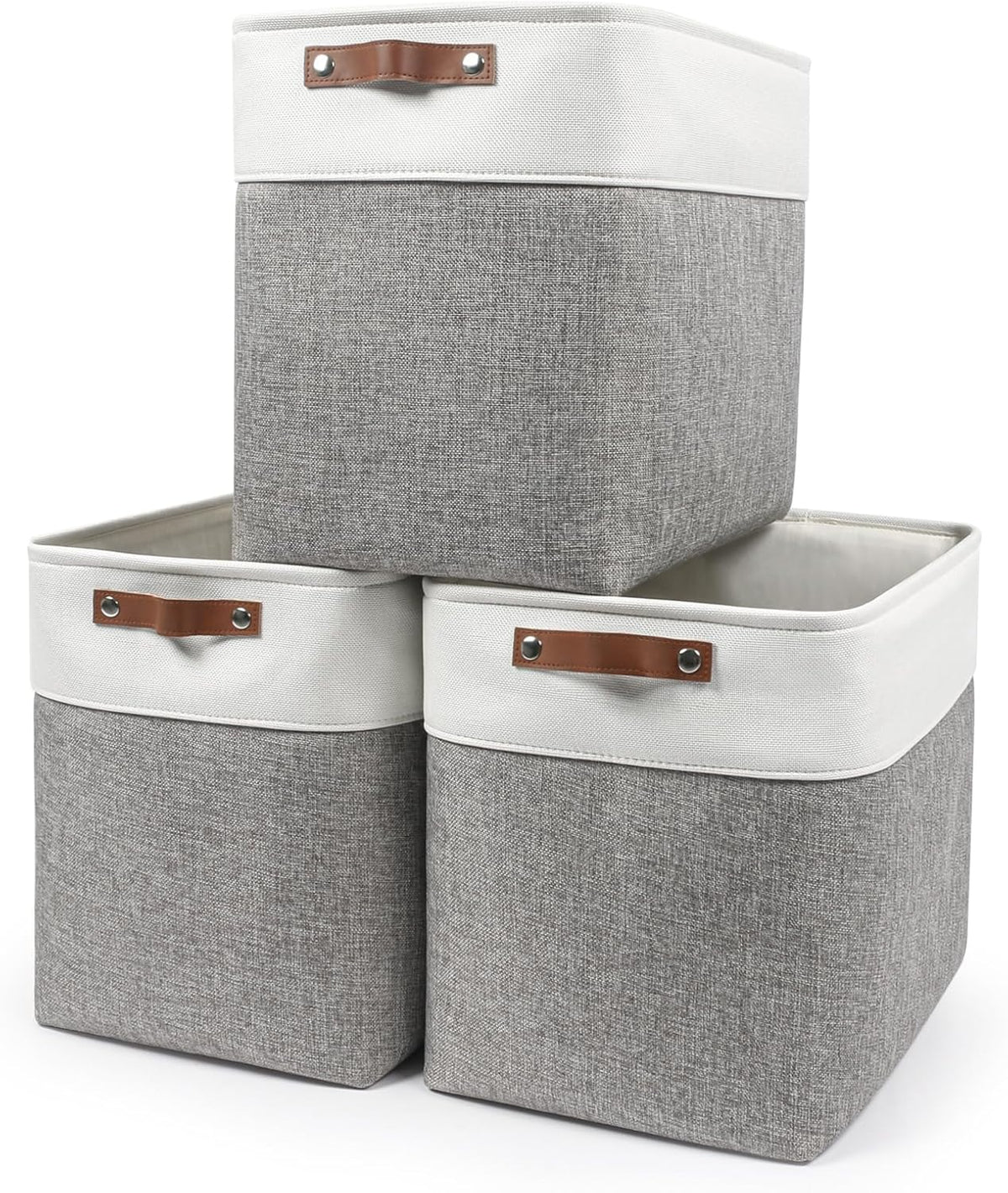 Large Fabric Storage Baskets | 50L Storage Bins, Decorative Linen Closet Baskets with Handles for