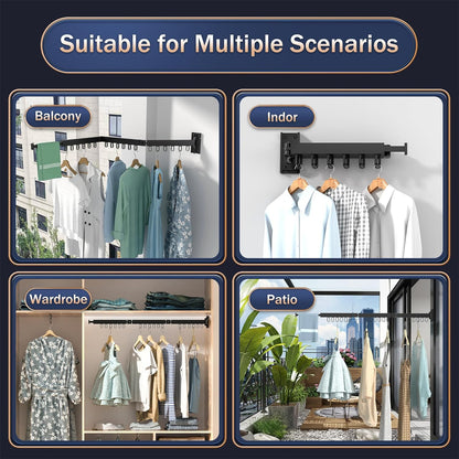 Space Saver Clothes Drying Rack, Wall Mounted, Retractable, Collapsible(Tri-Fold), for Balcony