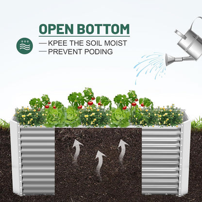 Land Guard 8x4x3ft Rectangular Galvanized Raised Garden Beds, Large-Capacity Metal Planter Box