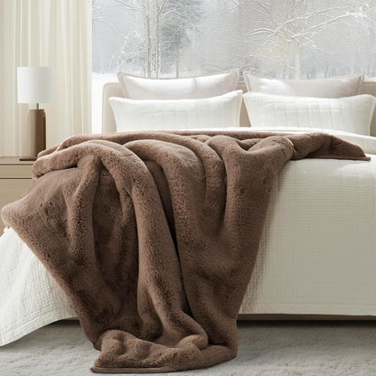 Luxury Soft Faux Chinchilla Fur Throw Blanket for Couch, Warm Thick Heavy Winter Throw Blanket