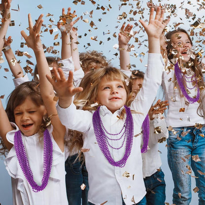50PCS Mardi Gras Beads, Purple Bead Necklace Party Favors, 33" Necklaces, Festival Parade Throw