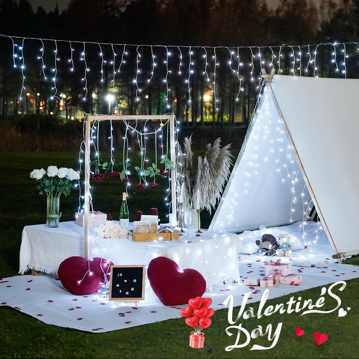 JMEXSUSS 400 LED White Icicle Lights for Outside, 38.8ft Connectable Icicle Christmas Lights