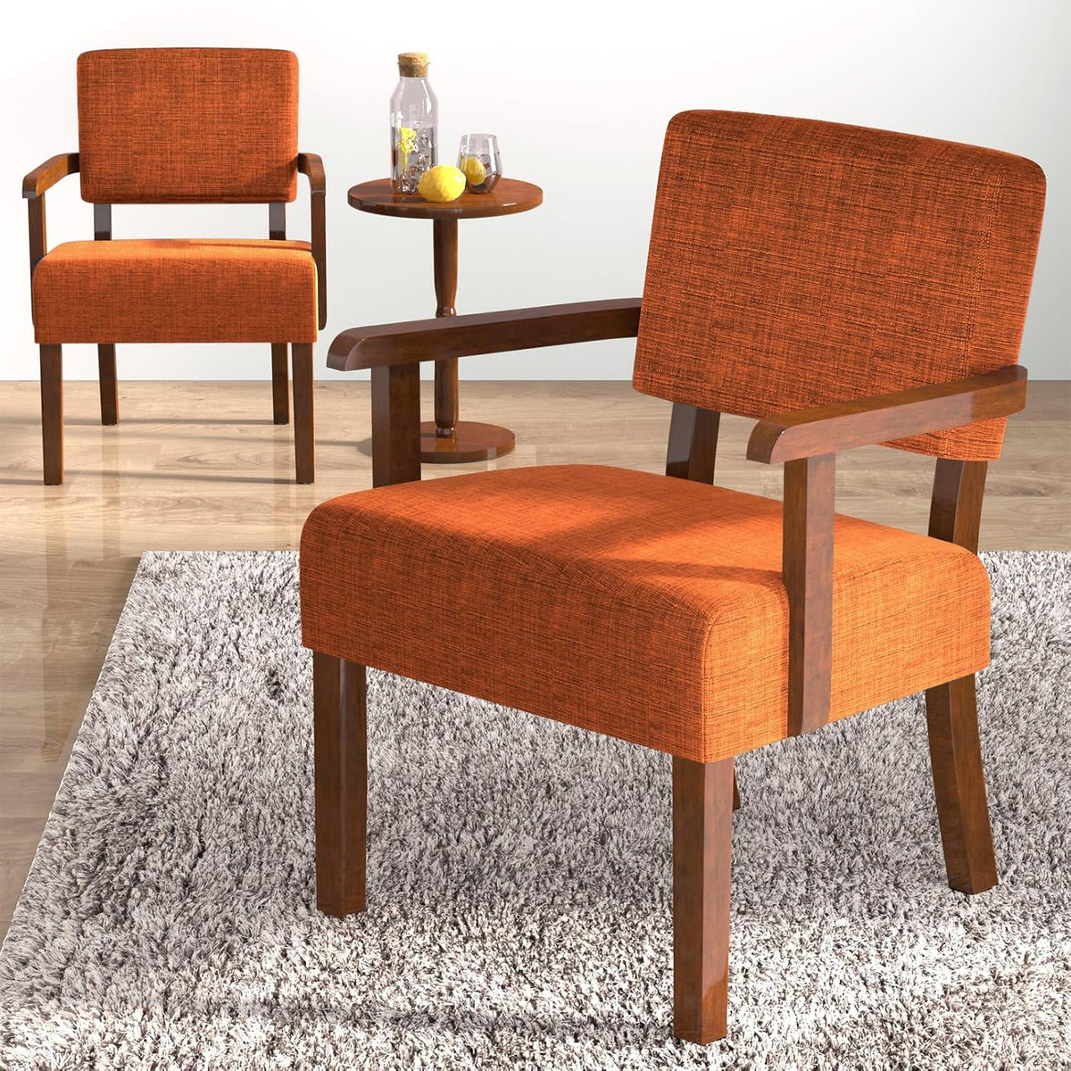 Accent Chair Set of 2 with Table, Living Room Chairs with Soft Seat and Armrests for Living Room