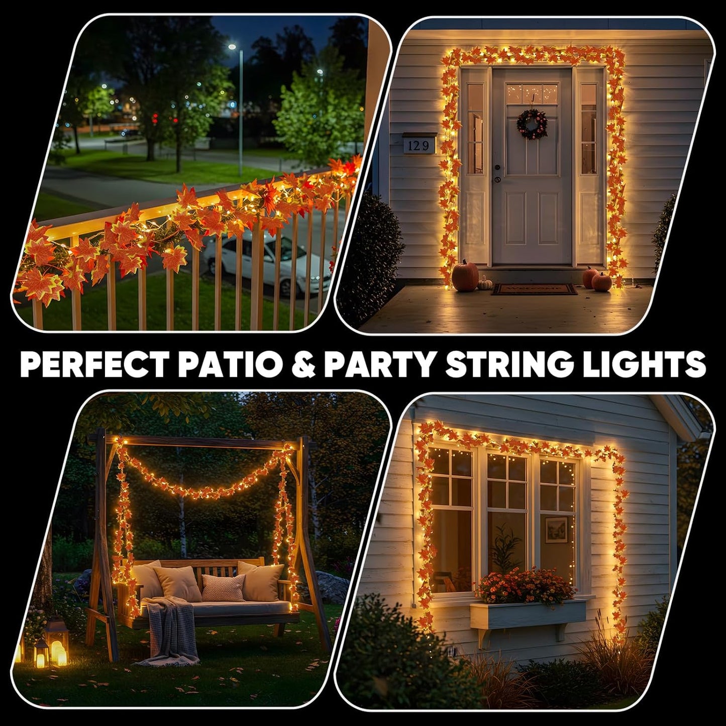 suddus Vine with Fairy Lights Battery Operated, 33ft 100 LED Maple Leaf String Lights with Remote