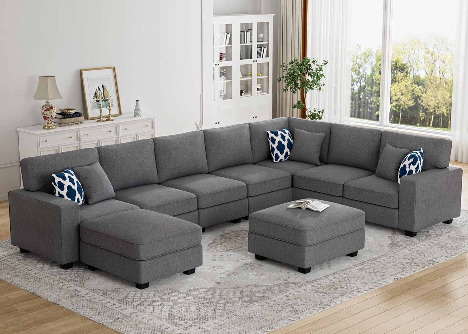 L Lengend Vansen Modular Sectional Sofa U Shaped Couch with Ottoman Modern Reversible Corner