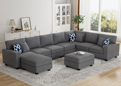L Lengend Vansen Modular Sectional Sofa U Shaped Couch with Ottoman Modern Reversible Corner