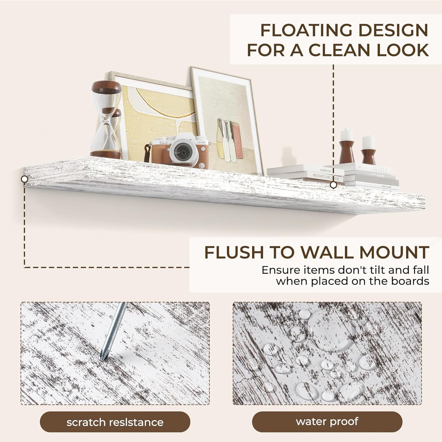 RICHFOCUS 55Inch Floating Shelves for Wall 2 Pack Shelves for Bedroom|Kitchen|Bathroom Wall Mounted