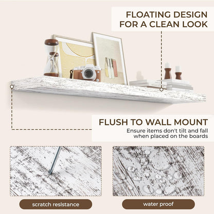 RICHFOCUS 55Inch Floating Shelves for Wall 2 Pack Shelves for Bedroom|Kitchen|Bathroom Wall Mounted