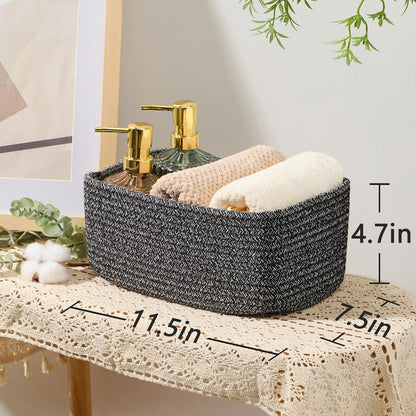 Small Storage Baskets for Organizing | Closet Organizer Bins | Shelf Toy Basket | Woven Rope