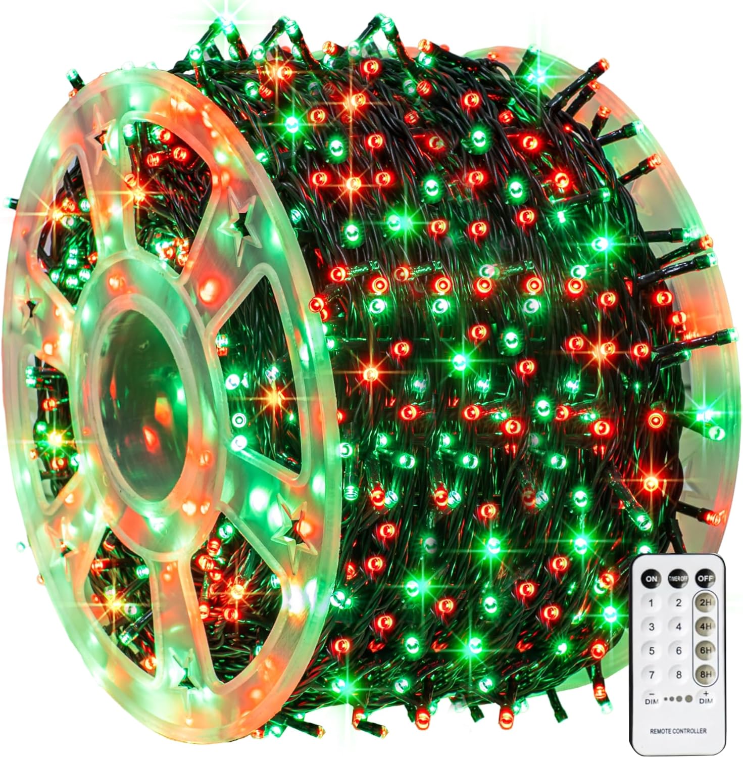 Dazzle Bright Outdoor Christmas String Lights, 1000 LED 328 FT Plug in Fairy Light with Remote