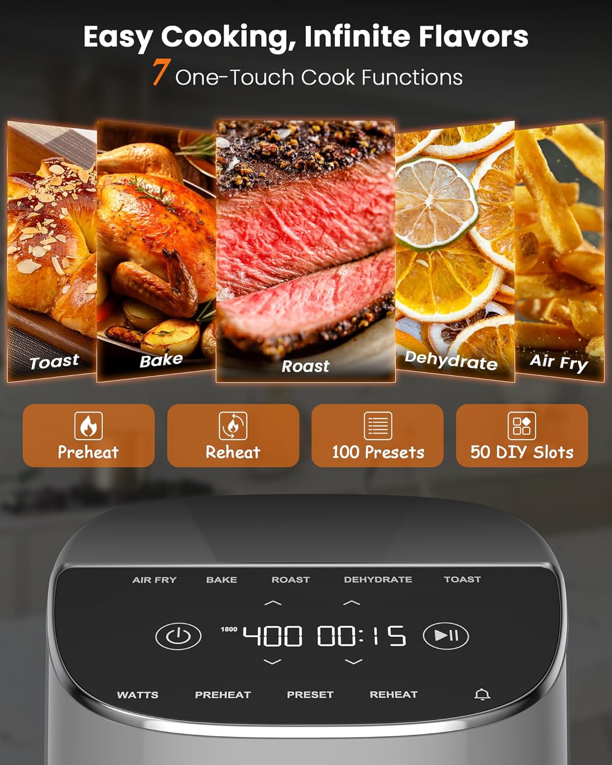 Nuwave Brio Plus Air Fryer 8 Qt, New & Improved, PFAS-FREE, 7 Digital One-Touch Cook Functions that