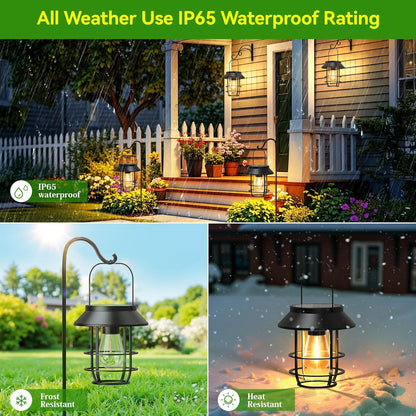 Solar Lanterns Outdoor Waterproof, High Brightness Hanging Solar Lights for Outside with Wall
