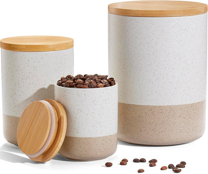 Yangbaga Canister Sets for Kitchen Counter, 80/40/20 OZ Large Ceramic Food Storage Jars with