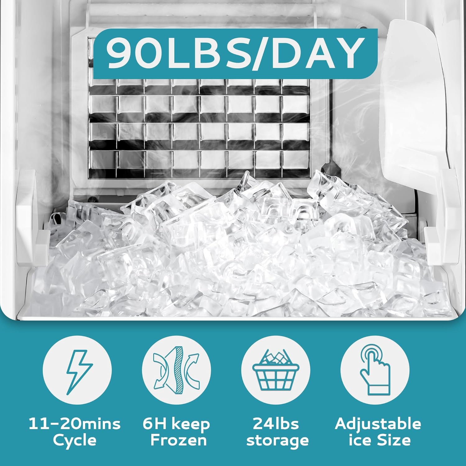 EUHOMY 15" W Commercial Under Counter Ice Maker Machine, 90 Lb/Day Auto-Cleaning & 24H Timer