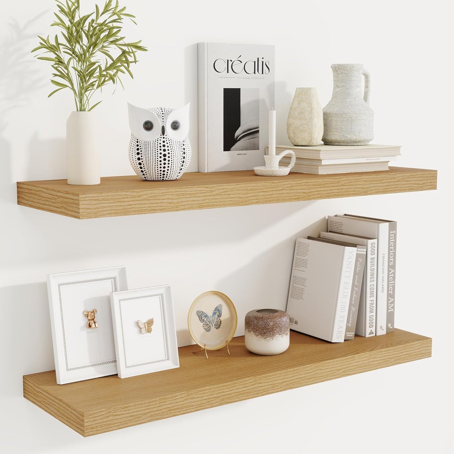 Fun Memories Floating Shelves for Wall, 32 Inch Rustic Wood Wall Mounted Shelves for Bathroom