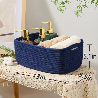 Small Storage Baskets for Organizing | Closet Organizer Bins | Shelf Toy Basket | Woven Rope