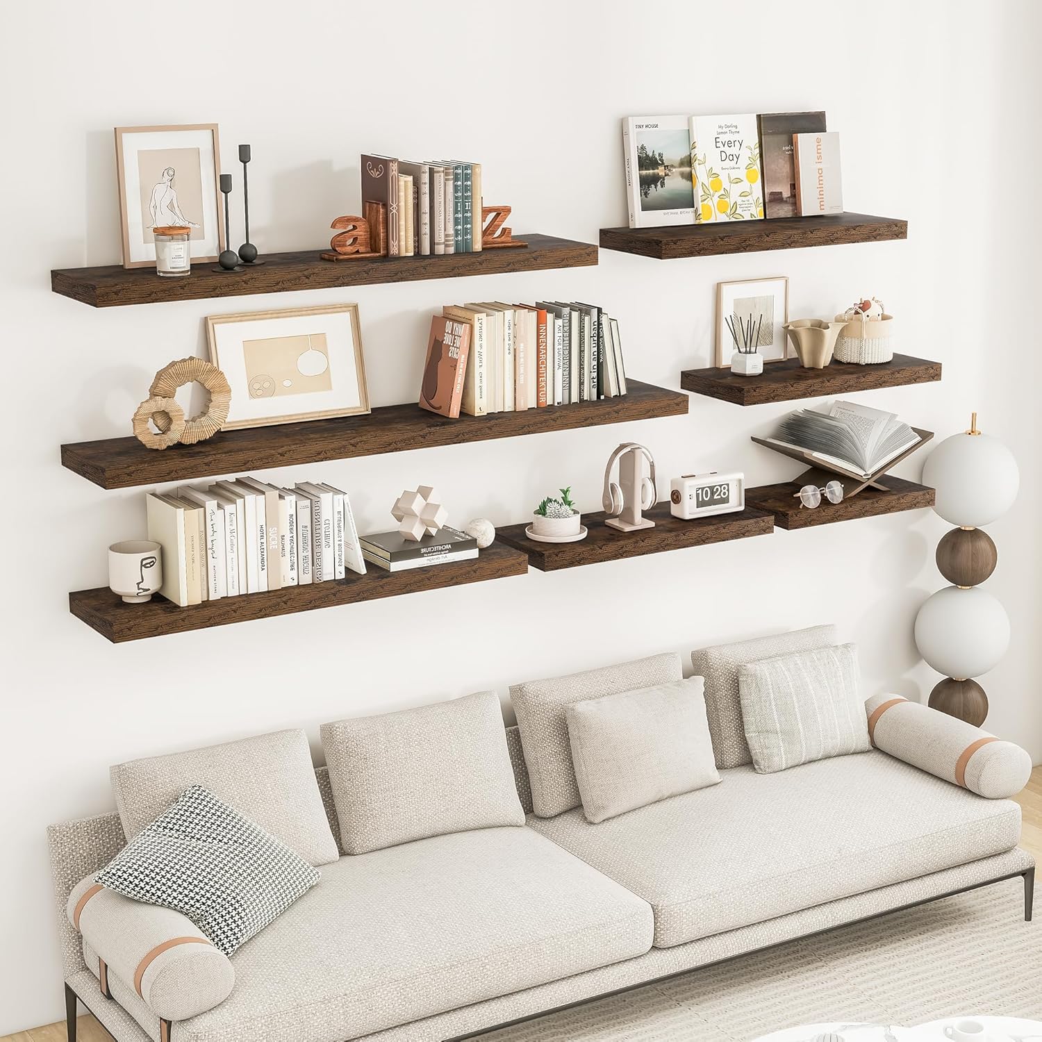 RICHFOCUS 48Inch Floating Shelves for Wall 2 Pack Shelves for Bedroom|Kitchen|Bathroom Wall Mounted