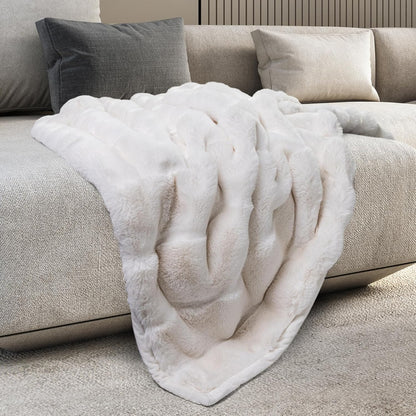 Mon Chateau Premium Reversible Luxury Faux Fur Throw for Couch, Sofa, or Bed - Plush Cozy Soft