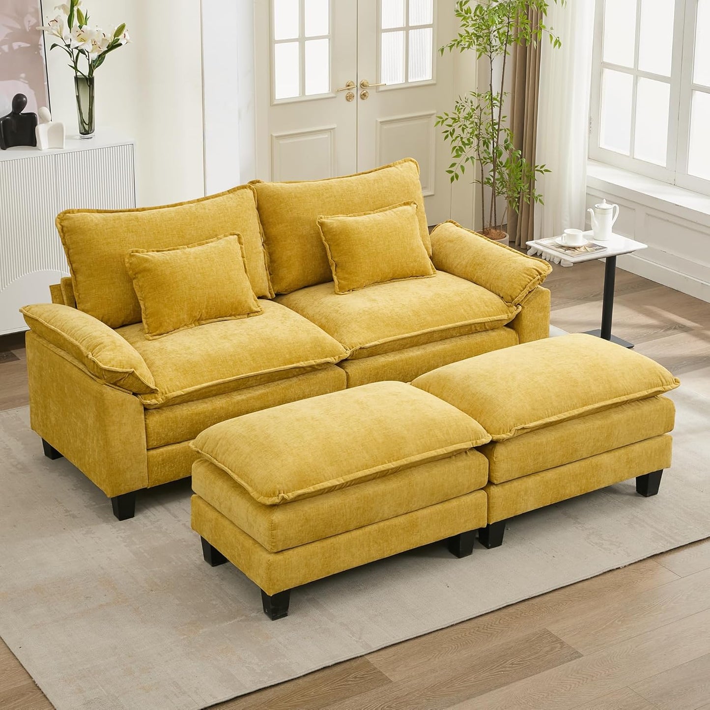 URRED Modular Sectional Sofa Comfy Cloud Couch, Modern Chenille Sofa Sleeper Deep Seat Couches with