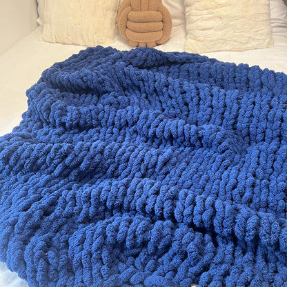 Chunky Knit Blanket Throw 40"x60", Chenille Throw Blankets, Handmade Warm & Cozy Blanket Couch Bed