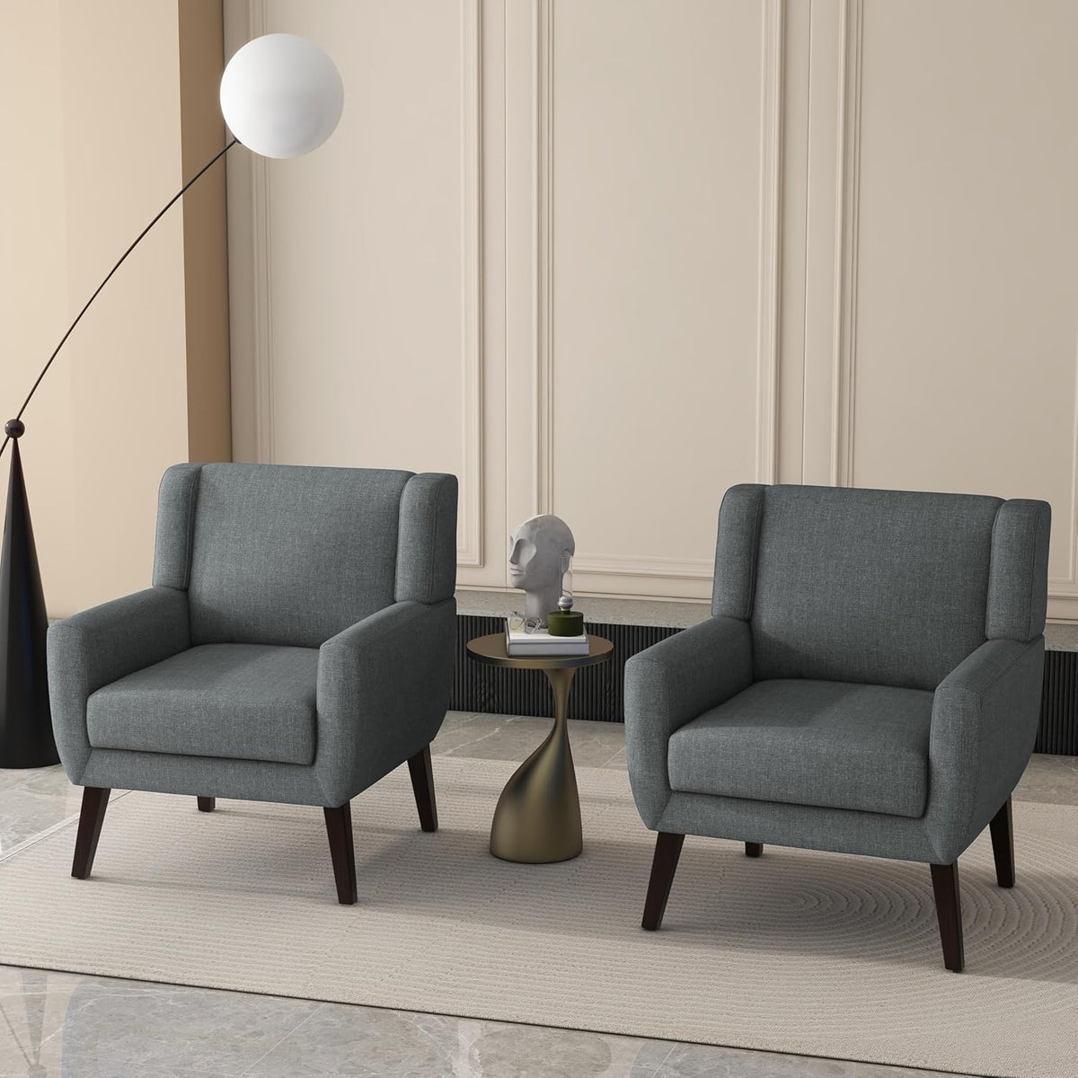 UIXE Accent Chairs Set of 2, Fabric Upholstered Armchair for Living Room, Comfy Arm Chair Single