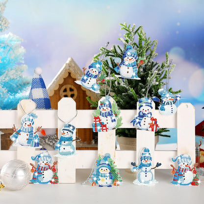 Skylety 20 Pcs Christmas Diamond Art Ornaments Kit Cute Snowman Diamond Painting Ornaments Tag DIY