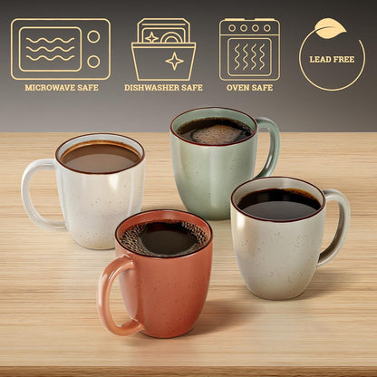 Ceramic Coffee Mugs Set of 4 - 16 oz Coffee Mug Set of 4 - Thick Durable Ceramic Mugs with