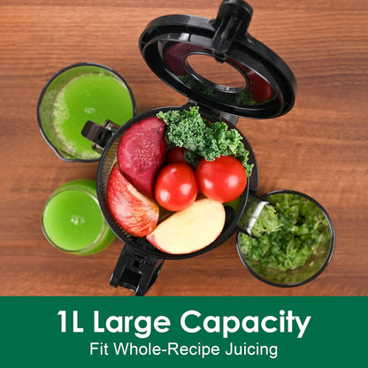 Cold Press Juicer Machines Slow Masticating Juicer Machines with 1.1 L Large Feed Chute Fit Whole