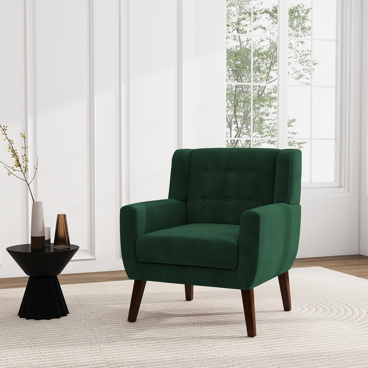 UIXE Accent Chair, Velvet Upholstered Armchair for Living Room, Modern Club Arm Chairs Comfy Single