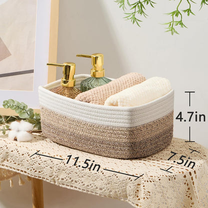 Small Storage Baskets for Organizing | Closet Organizer Bins | Shelf Toy Basket | Woven Rope