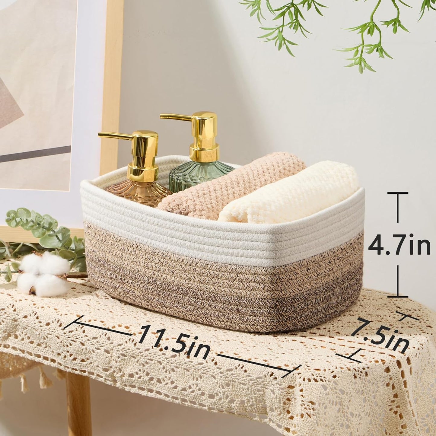 Small Storage Baskets for Organizing | Closet Organizer Bins | Shelf Toy Basket | Woven Rope
