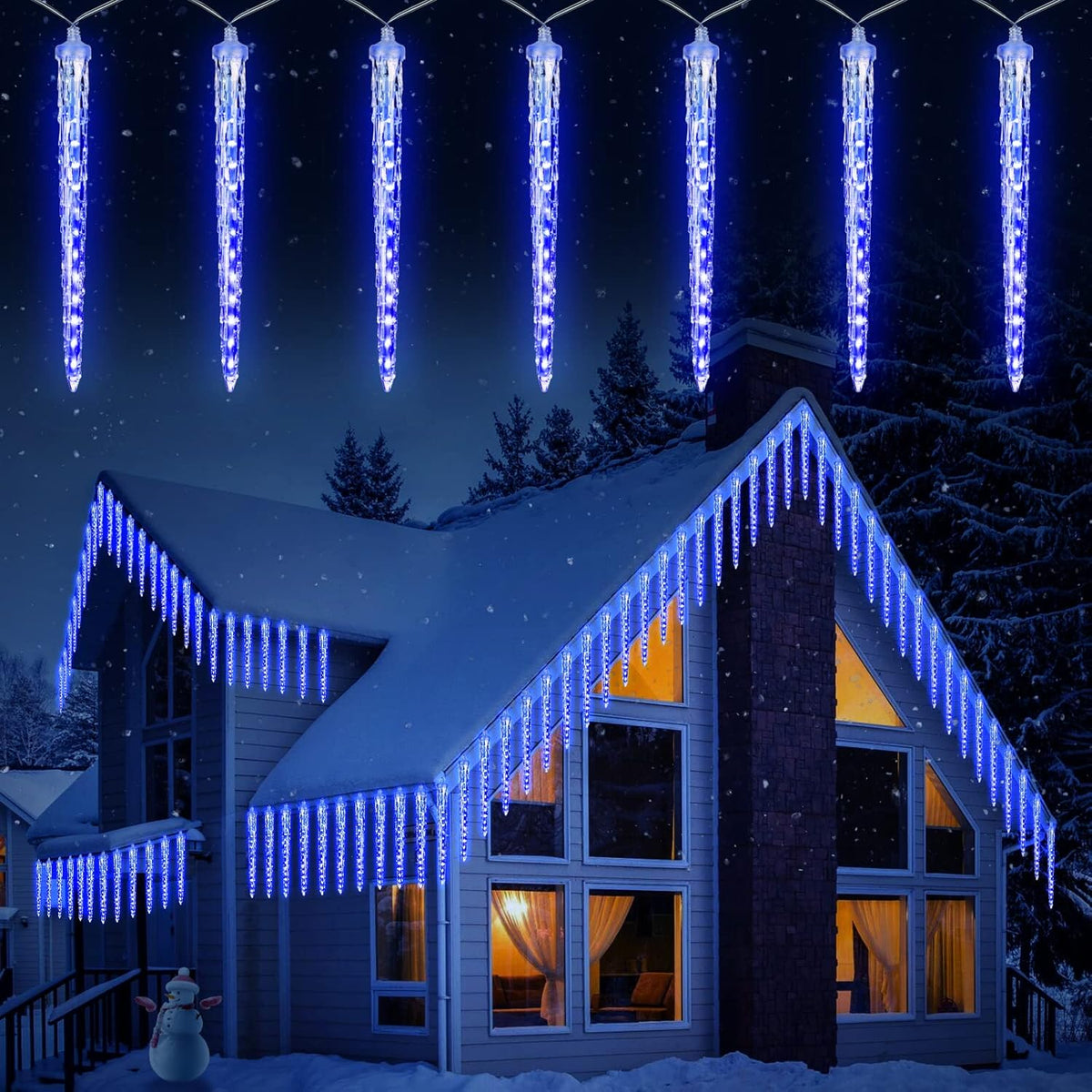 Icicle Lights Outdoor, 19.8Ft Meteor Shower Lights with 20 Tubes, Snowfall Shooting Star Light
