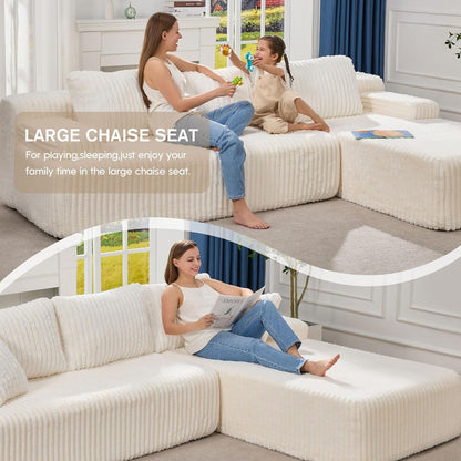 Hobestluk Modular Sectional Sofa Couches 108" L-Shape Couch 3 Seat Modular Sofa Memory Foam