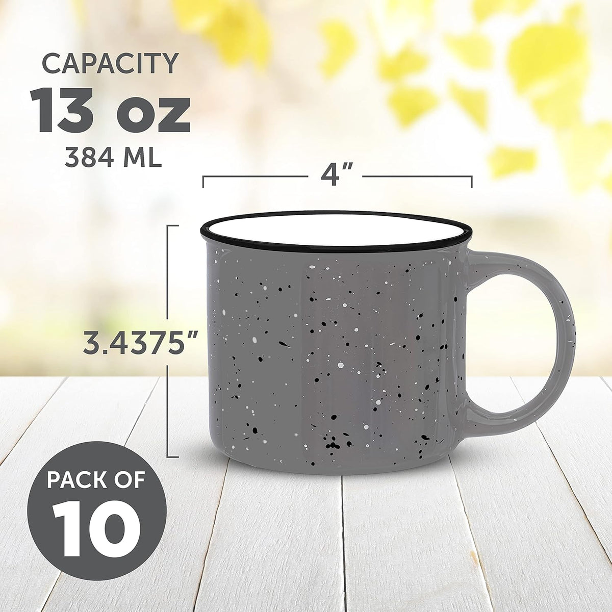 DISCOUNT PROMOS Ceramic Campfire Coffee Mugs 13 oz. Set of 10, Bulk Pack - Perfect for Tea