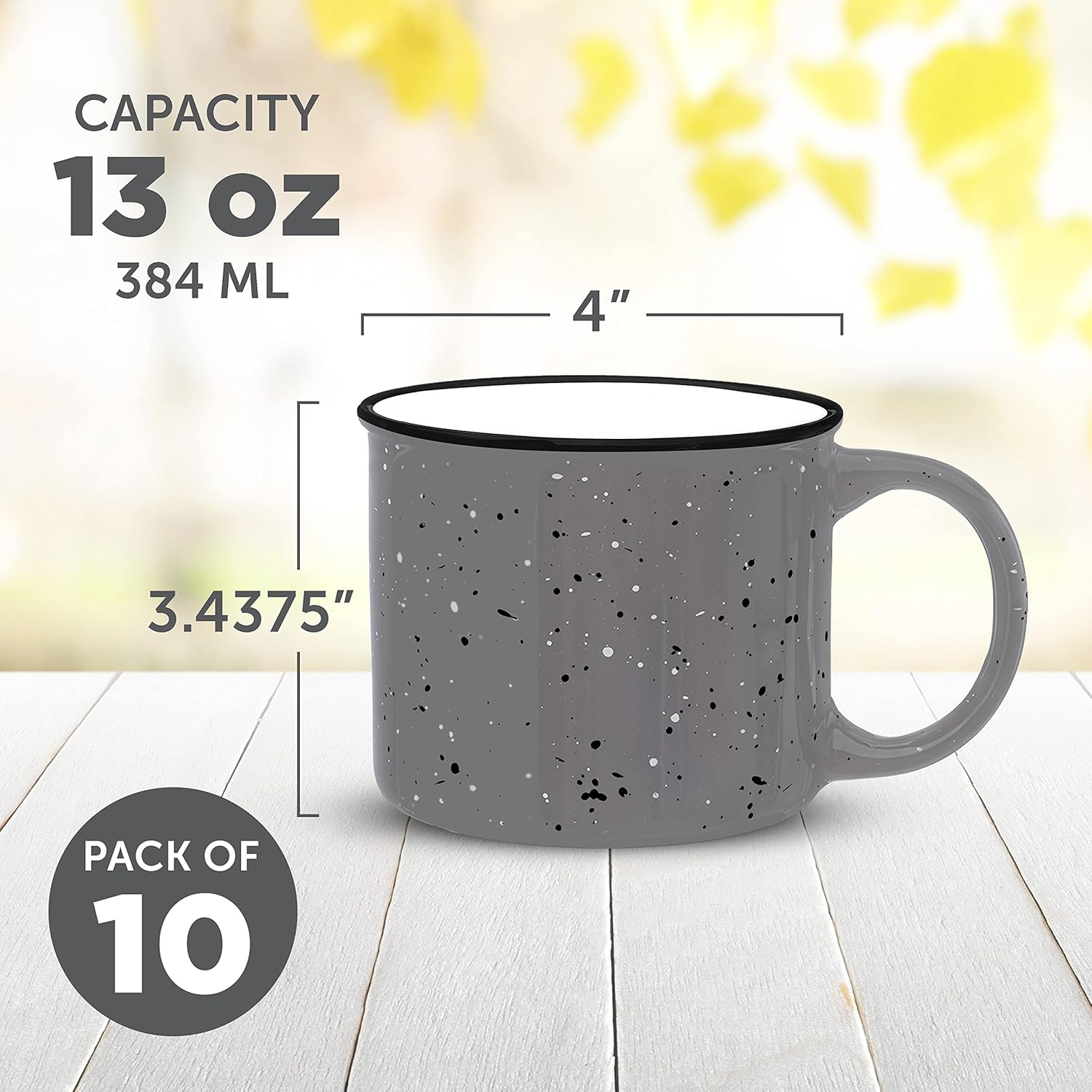 DISCOUNT PROMOS Ceramic Campfire Coffee Mugs 13 oz. Set of 10, Bulk Pack - Perfect for Tea