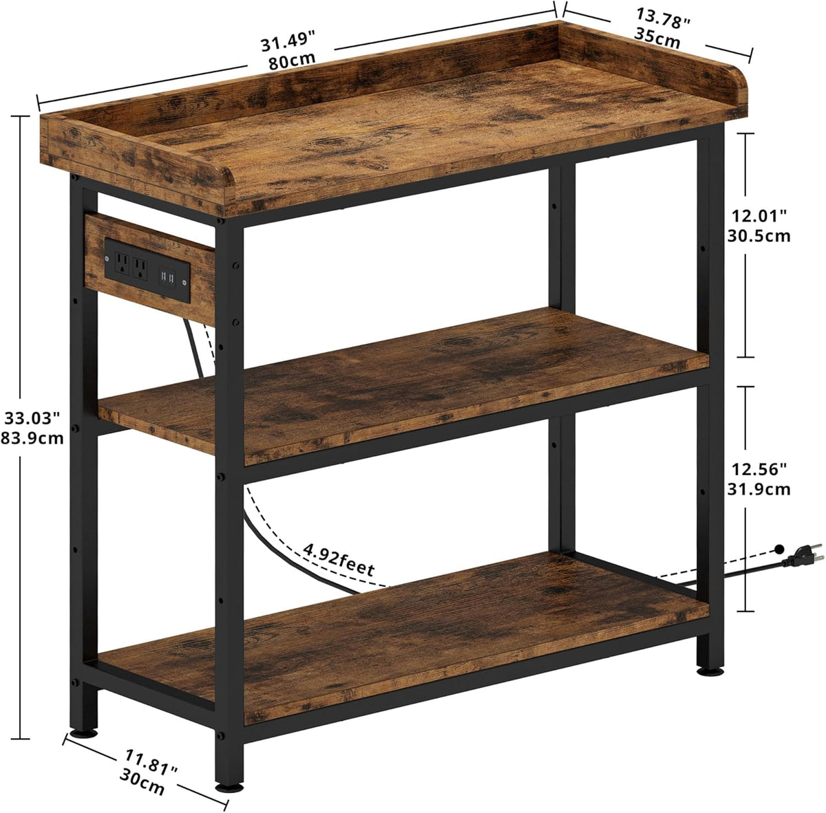 IRONCK Console Table, Sofa Table with Power Outlet, Farmhouse Hallway Table for Entryway, Living