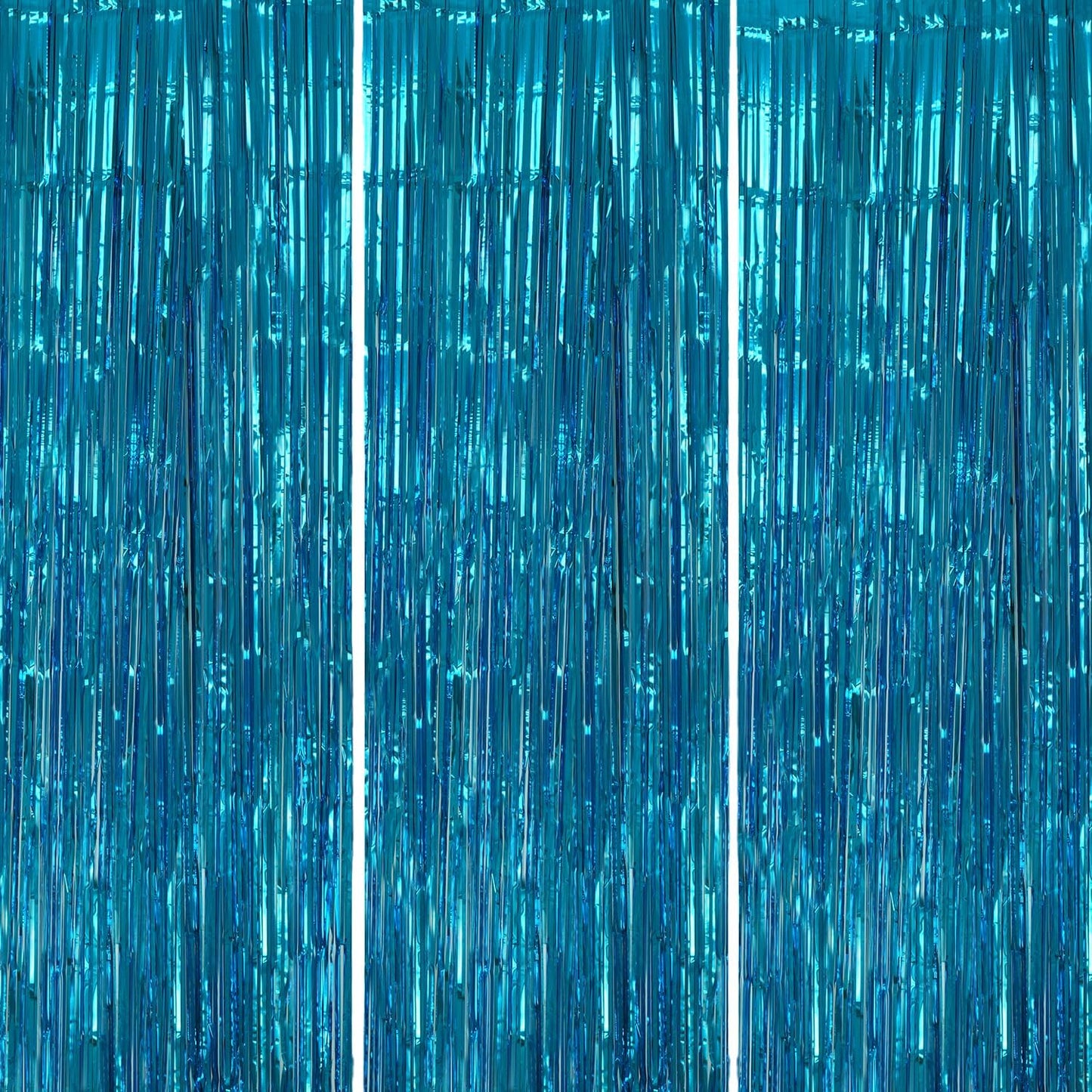 3 Pack Foil Fringe Backdrop - Blue Shiny Tinsel Curtains for Party Decoration/Photo Booth Props