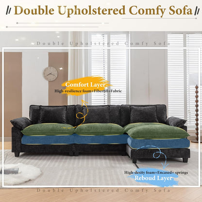 URRED Modular Sectional Sofa Comfy Cloud Couch, Modern Chenille Sofa Sleeper Deep Seat Couches with