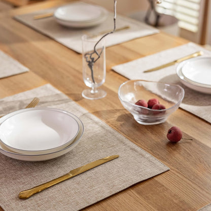 Demetex Linen Placemats Set of 4 Heat Resistant Wipeable Cloth Table Place Mats for Dining Table