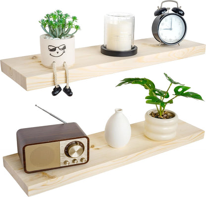 BGMG Wood Floating Shelves for Wall 30 inch, Rustic Wooden Wall Mount Shelves for Bathroom Living