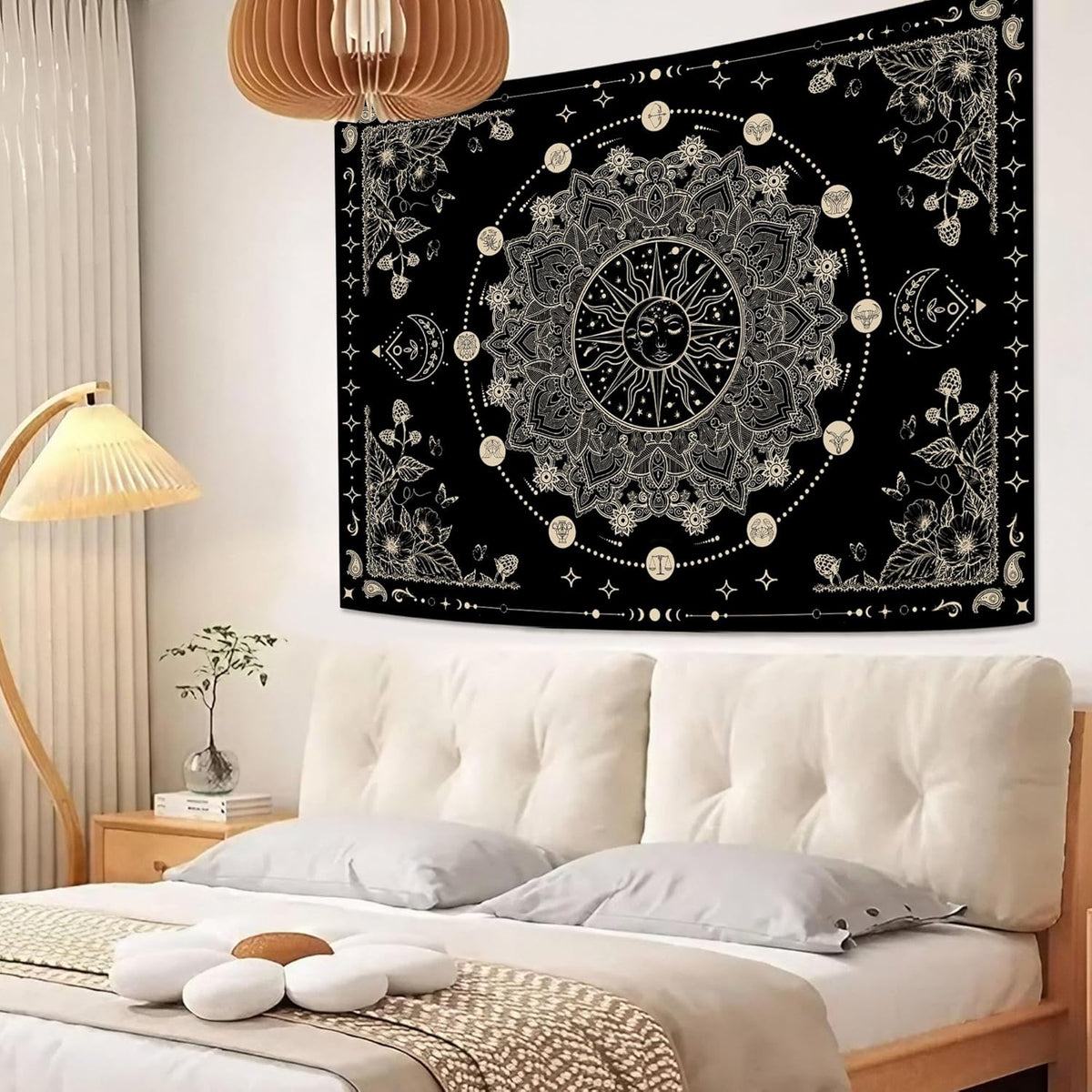 Lunerfex Sun and Moon Mandala Tapestry Boho Tapestry for Bedroom Black and White Tapestries Wall