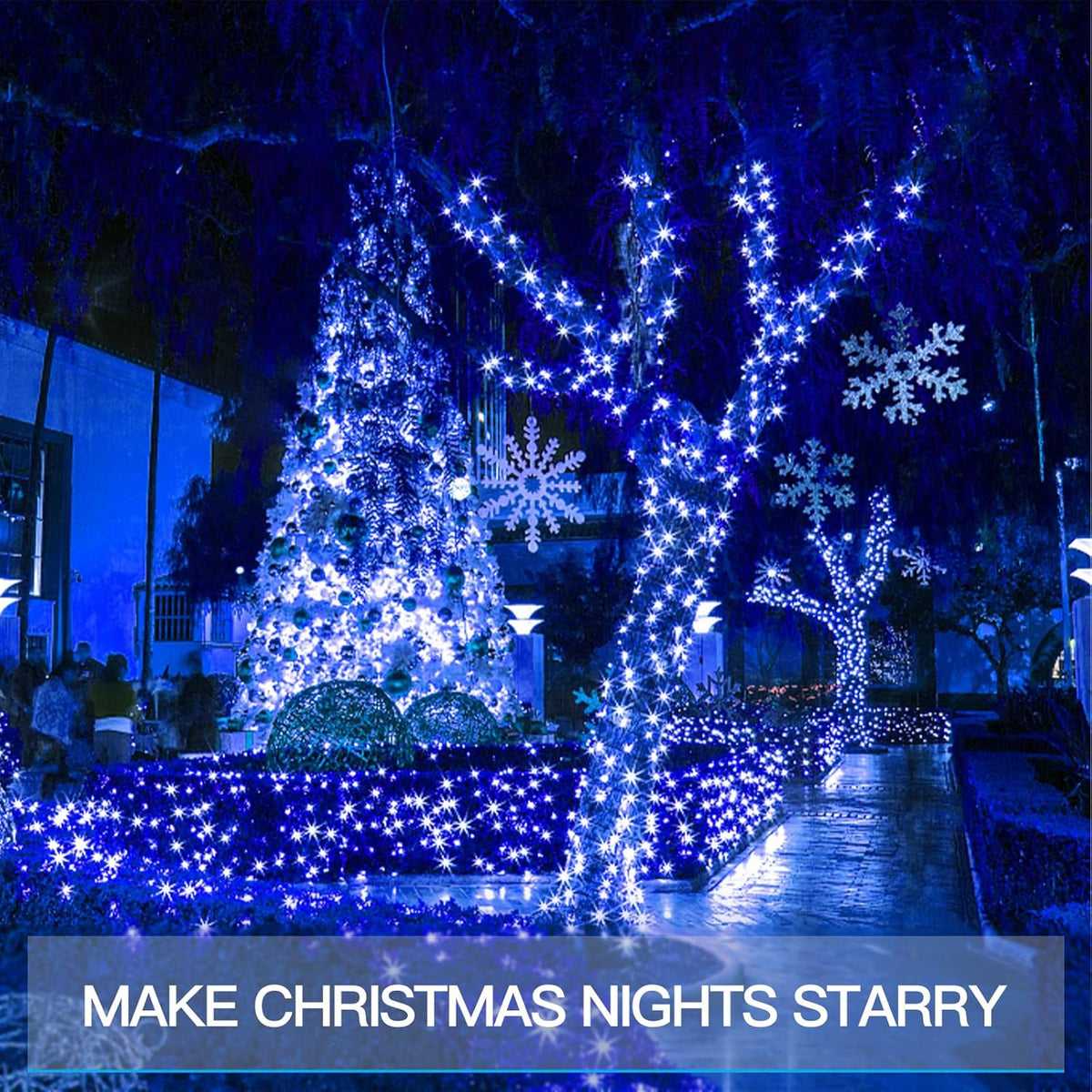 suddus Blue LED Christmas Lights Outdoor，200led 66ft Battery Operated Fairy Lights Indoor, Twinkle
