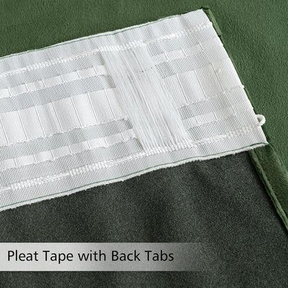 MIULEE Olive Green Velvet Curtains 90 inches 2 Panels - Pinch Pleat Luxury Room Darkening Curtains