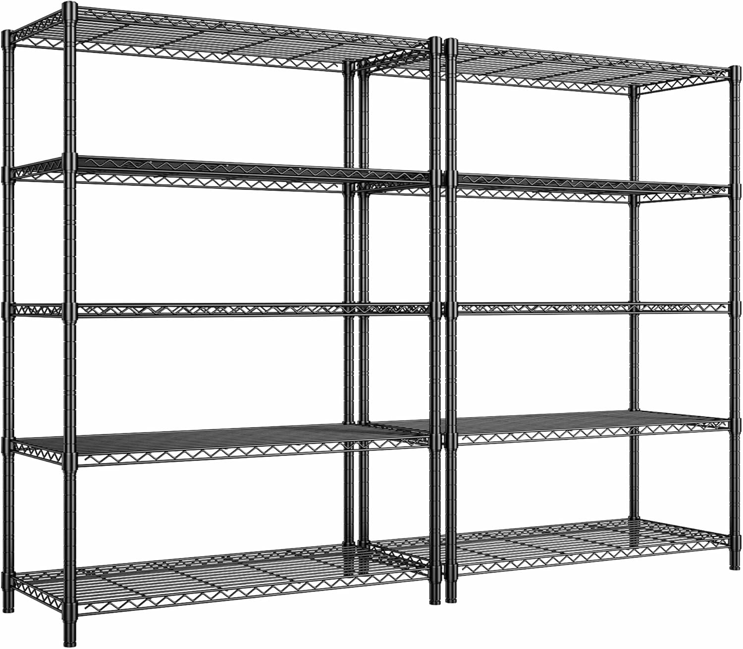 5 Tier Storage Shelves 71"H Wire Shelving Adjustable Metal Shelving,1000LBS Pantry Shelves Sturdy