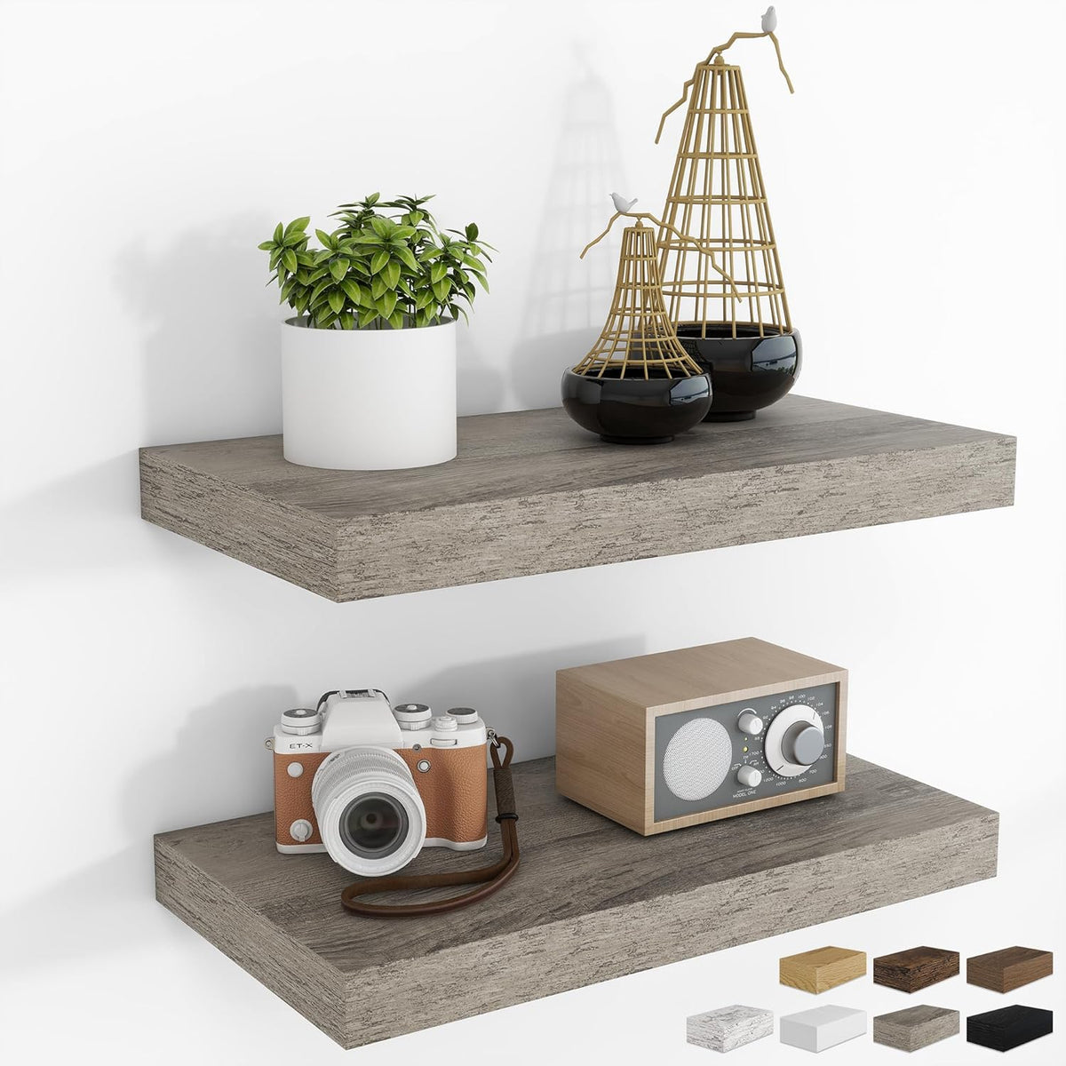 RICHFOCUS 16Inch Floating Shelves for Wall 2 Pack Shelves for Bedroom|Kitchen|Bathroom Wall Mounted