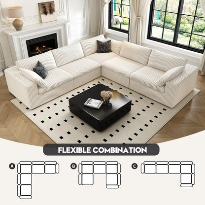 118" Cloud Couch Oversized Modular Sectional Sofa for Living Room,Modern Sofa with Deep Seat，V