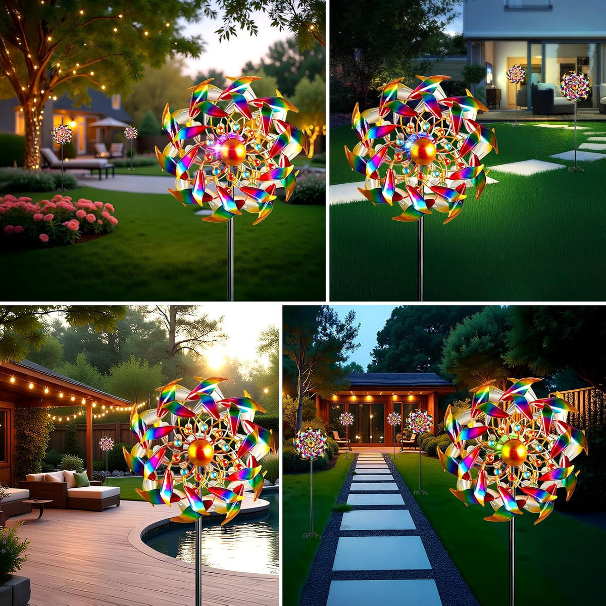 Solar Wind Spinners for Yard and Garden - 360° Metal Large Wind Sculptures Outdoor Clearance
