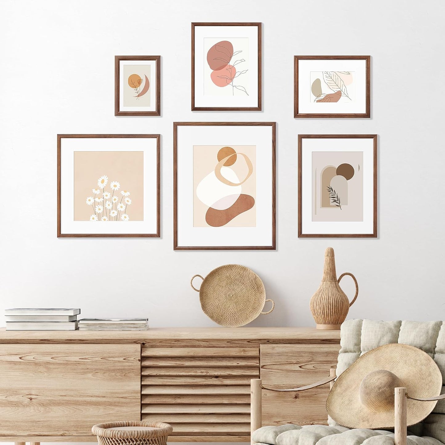 11x14 Picture Frame Natural Solid Walnut Photo Frames with 8x10 Removable Mat Wall Hanging Large