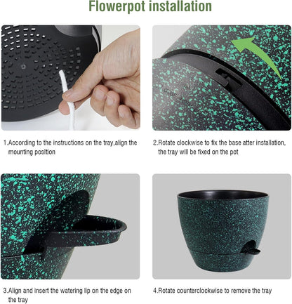 12/10/9 inch Large Self Watering Pots, Planter, Plant Pots with Mesh Drainage Holes for Indoor